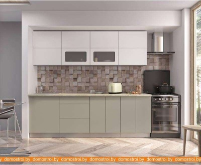 Кухня Интерлиния Мила Матте 2.4 А (белый/луна/опал светлый) фотография