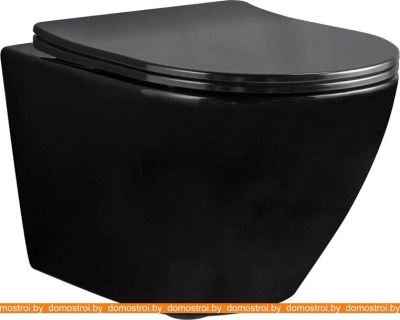 Унитаз Pea Carlo Flat Mini + крышка/сиденье (черный) фотография