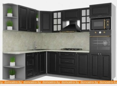 Кухня Интерлиния Мила Деко 1.88x2.6 левая (пепел-пепел-опал светлый) фотография