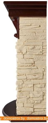 Портал для камина Firelight Torre 30S (камень слоновая кость/шпон темный дуб) фотография