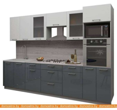 Кухня Интерлиния Мила Gloss 3.0 (белый-асфальт) фотография