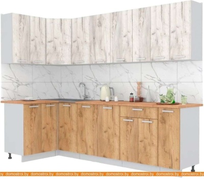 Кухня Интерлиния Мила Лайт 1.2x2.7 (дуб белый-дуб золотой-дуб бунратти) фотография