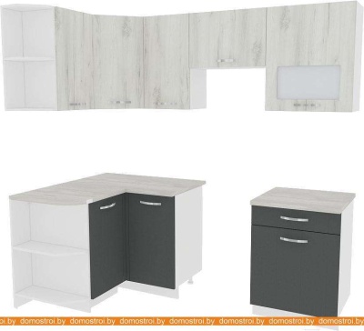 Кухня ВерсоМебель Эко-5 1.2x2.1 левая (дуб крафт белый/антрацит) фотография