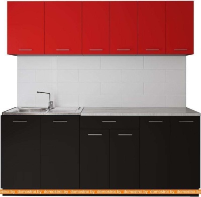 Кухня Артём-Мебель Лана без стекла ДСП 2.0м (красный/черный) фотография