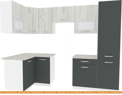 Кухня ВерсоМебель Эко-6 1.2x2.7 левая (дуб крафт белый/антрацит) фотография