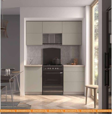 Кухня Интерлиния Мила Матте 1.7 Б (луна/луна/травертин серый) фотография