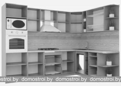 Кухня Интерлиния Мила Деко 1.88x2.8 правая (мята-мята-травертин серый) фотография