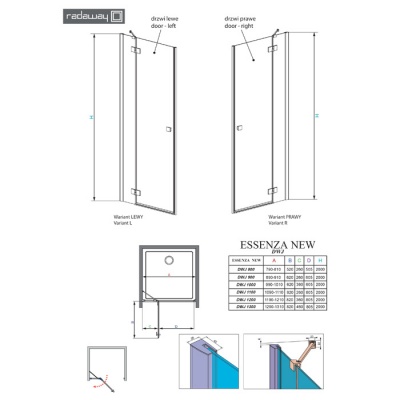 Душевая дверь Radaway Essenza New DWJ L/R [385016-01-01] 120x200 фотография