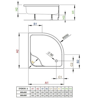 Акриловый поддон Radaway Indos A80 80x80x41 фотография