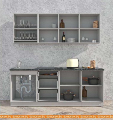 Кухня Интерлиния Мила Матте 2.1 А (белый/луна/опал светлый) фотография