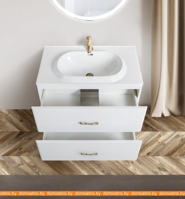 Тумба под умывальник BelBagno Onda-M-800-2C-SO-BL (bianco lucido) фотография