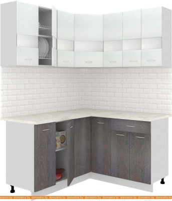 Кухня Кортекс-мебель Корнелия Экстра 1.5x1.5м (белый/береза/королевский опал) фотография