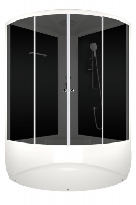 Душевая кабина Domani-Spa Vitality high 120x120 (тонированное стекло / черные стенки) фотография
