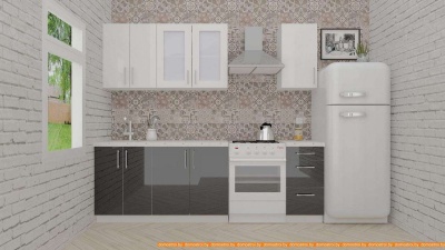 Кухня ВерсоМебель ВерсоЛайн 7-1.8 (белый 001/черный графит 042) фотография