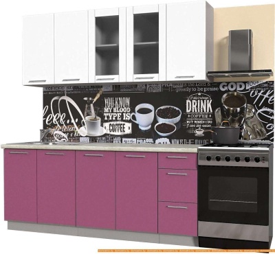 Кухня Интерлиния Мила Пластик 2.0 Б (гортензия гл/белый гл/опал светлый) фотография