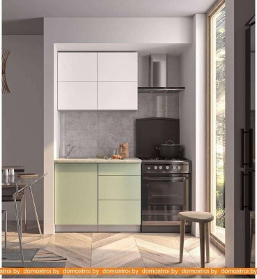 Кухня Интерлиния Мила Матте 1.1 А (белый/мята/опал светлый) фотография
