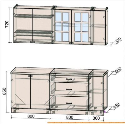 Кухня Интерлиния Мила Деко 1.9 Б (слоновая кость/кастилло темный) фотография