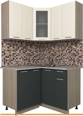 Кухня Интерлиния Мила 12x12 (антрацит/вудлайн кремовый) фотография