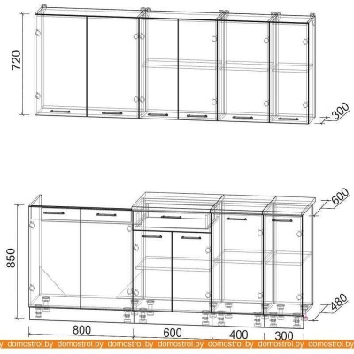 Кухня Интерлиния Мила Лайт 2.1 (бетон-бетон-кастилло темный) фотография