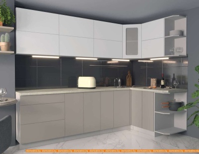 Кухня Интерлиния Мила Матте 1.5x2.7 А правая (белый/луна/опал светлый) фотография