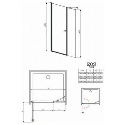Душевая дверь Radaway Eos DWS L/R [37993-01-01N] 140x197 прозрачная фотография