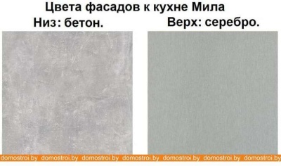 Кухня Интерлиния Мила 12x30 (серебристый-бетон-бискайская сосна) фотография