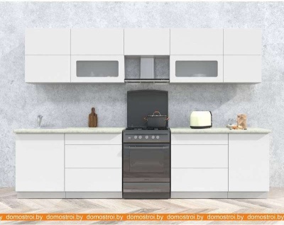 Кухня Интерлиния Мила Матте 3.1 Б (белый/белый/опал светлый) фотография