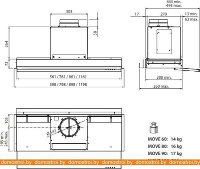 Вытяжка Falmec Move Design 120 800 м3/ч (черный) фотография