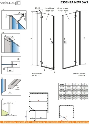 Душевая дверь Radaway Essenza New DWJ 90 L фотография