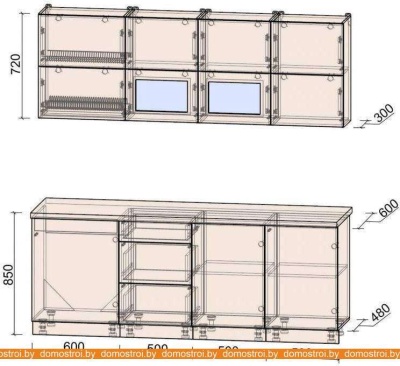 Кухня Интерлиния Мила Матте 2.1 А (белый/луна/опал светлый) фотография