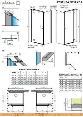 Душевой уголок Radaway Essenza New Black KDJ 100х90 правая фотография