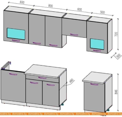 Кухня ВерсоМебель ЭкоЛайт-6 2.5 (белый/темно-красный) фотография