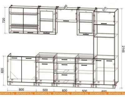 Кухня Интерлиния Мила Gloss 3.0 (яблоня-черный) фотография