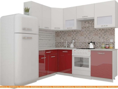 Кухня ВерсоМебель ЭкоЛайт-5 1.4x2.2 левая (белый/рубиново-красный) фотография