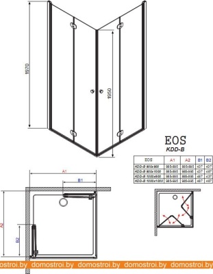 Душевой уголок Radaway Eos KDD-B 100x100 (прозрачное стекло) фотография