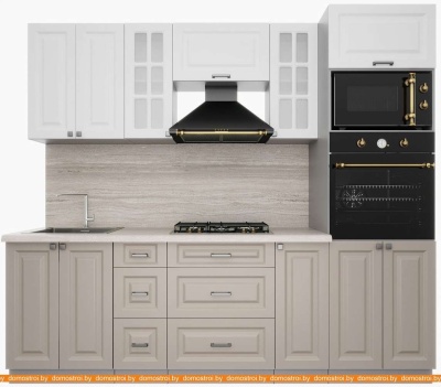 Кухня Интерлиния Мила Деко 2.3 (белый-луна-травертин серый) фотография