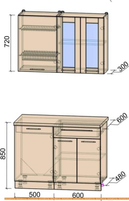 Кухня Интерлиния Мила Пластик 1.1 Б (слива глянец/опал светлый) фотография
