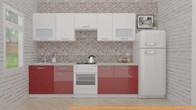 Кухня ВерсоМебель ЭкоЛайт-5 2.7 (белый/темно-красный) фотография