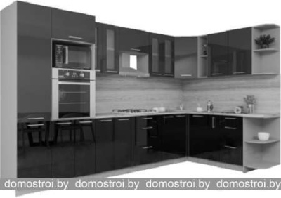 Кухня Интерлиния Мила Gloss 1.88x3.4 правая (красный-черный) фотография