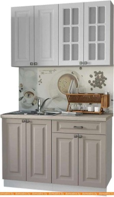 Кухня Интерлиния Мила Деко 1.2 А (белый/луна/травертин серый) фотография