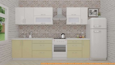 Кухня ВерсоМебель ВерсоЛайн 8-2.5 (белый 001/бежевый 002) фотография