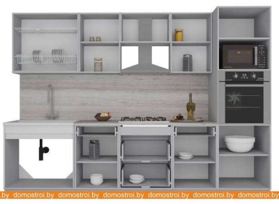 Кухня Интерлиния Мила Gloss 3.0 (белый-асфальт) фотография