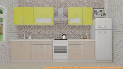 Кухня ВерсоМебель ВерсоЛайн 2-2.6 (зеленый лайм/ясень шимо светлый) фотография