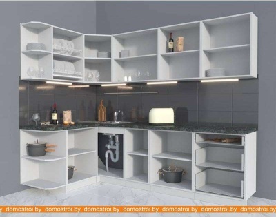 Кухня Интерлиния Мила Матте 1.5x2.6 А левая (белый/мята/опал светлый) фотография