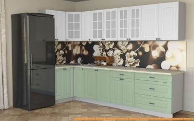 Кухня Интерлиния Мила Деко 1.2x3.1 (мята/белый/опал светлый) фотография