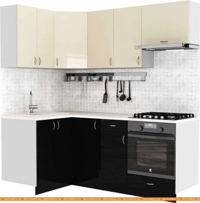 Кухня S-Company Клео глоcс 1.2x2.0 левая (черный глянец/ваниль глянец) фотография