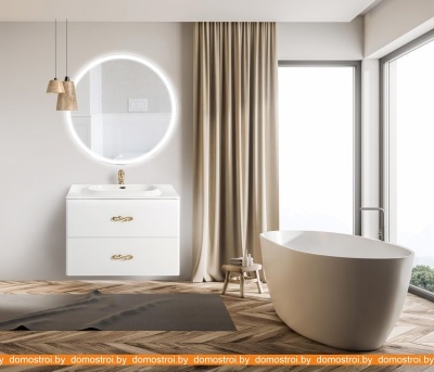 Тумба под умывальник BelBagno Onda-M-800-2C-SO-BL (bianco lucido) фотография