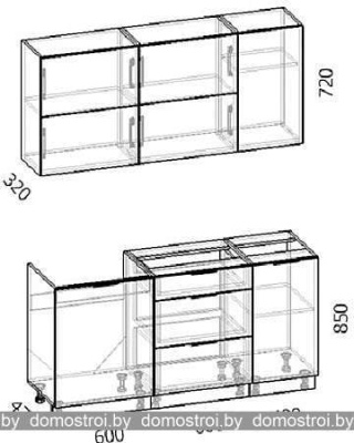 Кухня Интермебель Микс Топ-32 1.6м (графит серый-дуб крафт золотой-ателье светлое) фотография