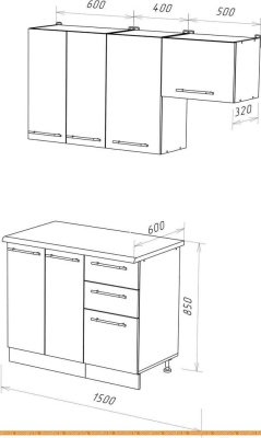 Кухня Кастанье Марта 1.5 (белый глянец/трюфель коричневый) фотография