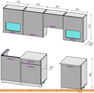 Кухня ВерсоМебель ЭкоЛайт-6 2.4 (белый/фиолетовый) фотография